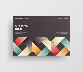Creative business presentation vector A4 horizontal orientation front page mock up. Modern corporate report cover abstract geometric illustration design layout. Company identity brochure template.