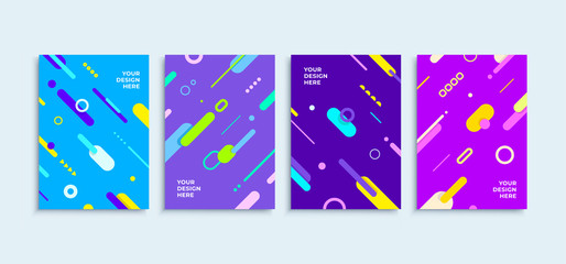 Modern abstract backgrounds vector posters or banners set flat geometric lines colorful shapes