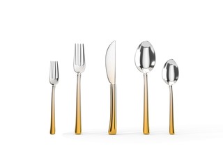 fork, knife and spoon set. 3d illustration