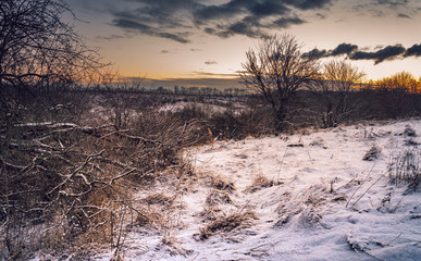Winter sunrise on river