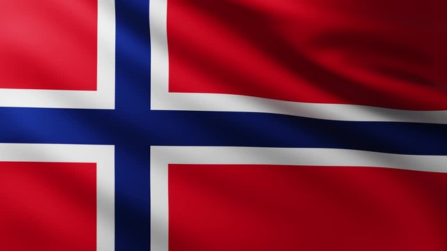 Large Flag of Norway fullscreen background fluttering in the wind