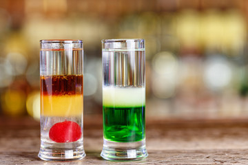 Different cocktails on the bar