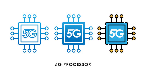 5G Processor icon logo vector illustration. 5G CPU Engine vector template design. 5G internet network technology vector illustration for web, sign, symbol, logo, app, UI.
