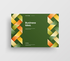 Creative business presentation vector A4 horizontal orientation front page mock up. Modern corporate report cover abstract geometric illustration design layout. Company identity brochure template.