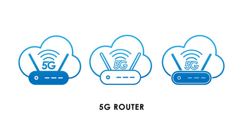 5G Router icon logo vector illustration. 5G internet connection vector template design. 5G network technology vector illustration for web, sign, symbol, logo, app, UI.