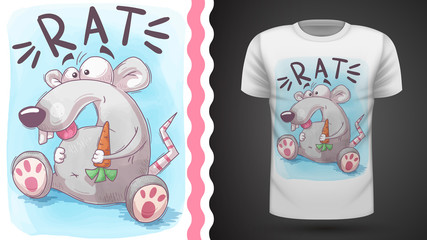 Crazy rat - idea for print t-shirt