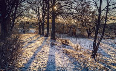 Winter sunrise on river