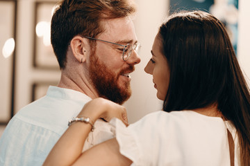 Loving couple in a coffee shop