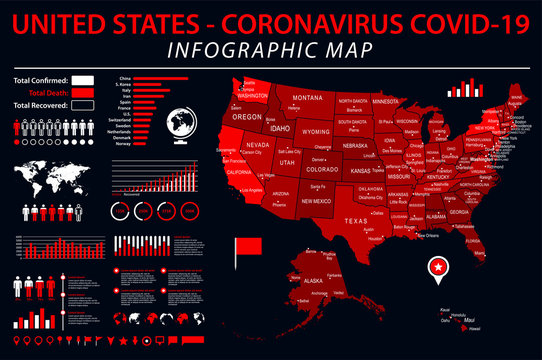 United States Map - Coronavirus COVID-19 Infographic Vector