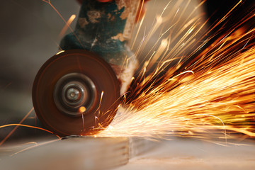 metal sawing sparks