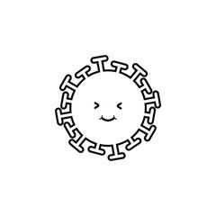 Smile virus border icon on grey background. Emotions. Happy virus. Black icon