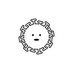 Surprised virus border icon on grey background. Emotions. Coronavirus. Black icon