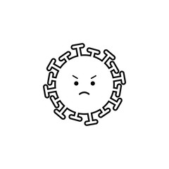 Angry virus border icon on grey background. Emotions. Coronavirus. Black icon