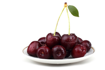 Cherries on dish