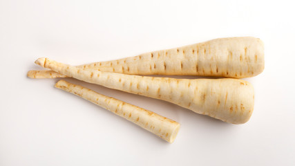 Eco daikon from the garden on white background