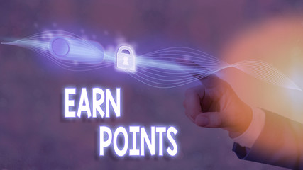 Conceptual hand writing showing Earn Points. Concept meaning collecting scores in order qualify to...