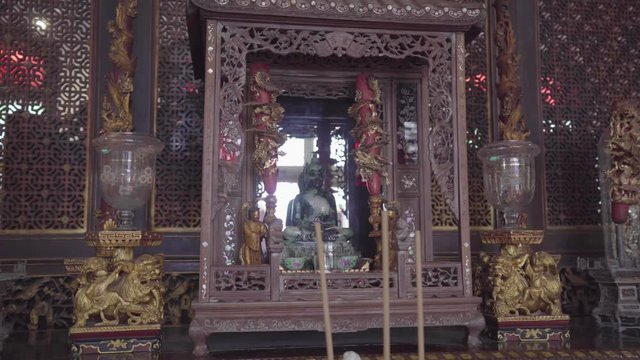 Meditating Buddha Statue At The Penang Peranakan Museum In Georgetown, Penang, Malaysia - Panoramic Shot