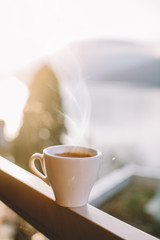 cup of coffee on balcony