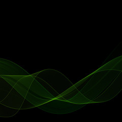 Naklejka premium green smoky wave on a black background. presentation template. layout for cover, brochure, flyer, banner, card, certificate. eps 10