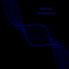 blue smoky wave on a black background. presentation template. layout for cover, brochure, flyer, banner, card, certificate. eps 10