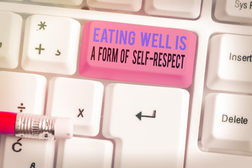 Word writing text Eating Well Is A Form Of Self Respect. Business photo showcasing a quote of...