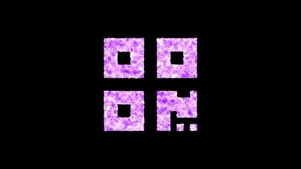 Symbol qrcode shimmers in three colors: Purple, Green, Pink. In - Out loop. Alpha channel Premultiplied - Matted with color black