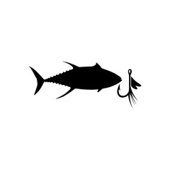 Fish and lure icon illustration isolated on white background