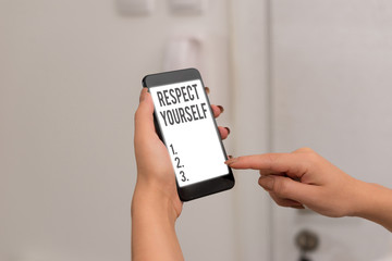Word writing text Respect Yourself. Business photo showcasing believing that you good and worthy...