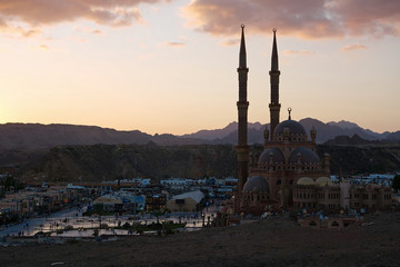 Naklejka premium El Sahaba Mosque in old market, Sharm El Sheikh city in Egypt