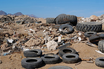 Old tyres and construction waste