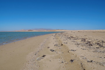 Fototapeta na wymiar View on Sinai mountains from Ras Mohammed national park in Egypt