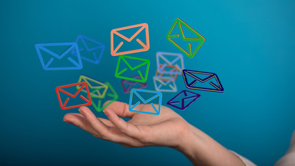 email icons in work space 3d.