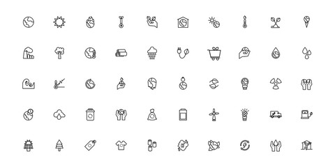 bundle of climate change set line icons