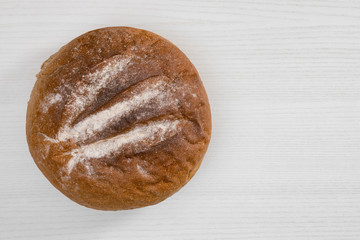 Loaf of bread on white background.
