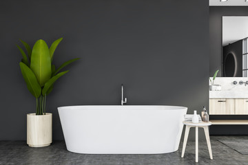Naklejka na ściany i meble Bathtub and sink in gray bathroom