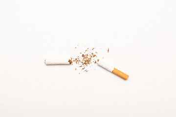 A broken cigarette. Quitting Smoking and bad habits.