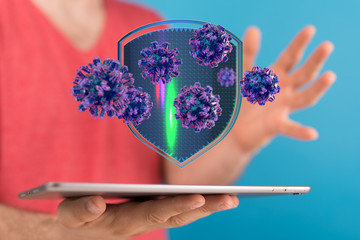 flu virus attack digital 3d  epidemic.