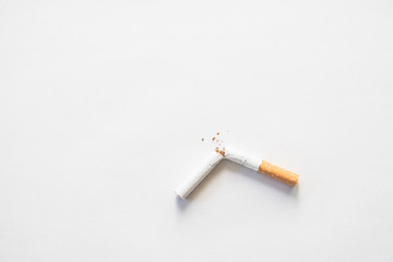 A broken cigarette. Quitting Smoking and bad habits.