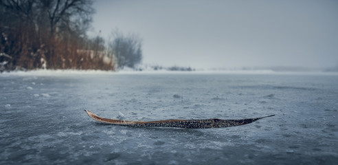 Winter sunrise on river