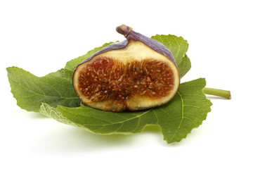 Half fig on leaf
