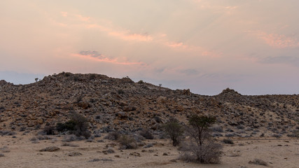 Sunrise over the mountains of Namibia