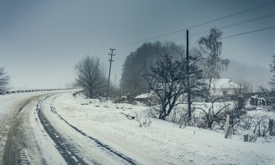 Winter sunrise on river