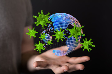 contagious coronavirus pandemic, dangerous virus outbreak 3d.