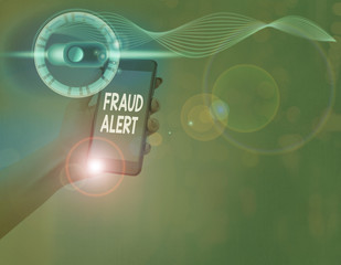 Writing note showing Fraud Alert. Business concept for security alert placed on credit card account...