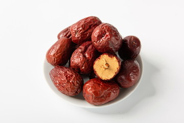 All kinds of jujube are isolated in white background after drying