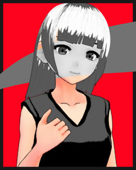 Anime Girl Cartoon Character Japanese Girl with Comic Effect with a smile and Background it's Anime Manga Girl from Japan