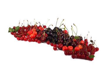 Group of different cherries