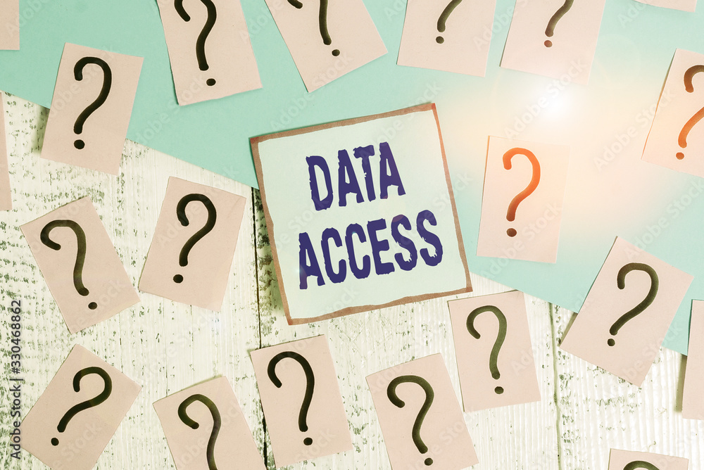 Poster conceptual hand writing showing data access. concept meaning a user s is ability to access data stor