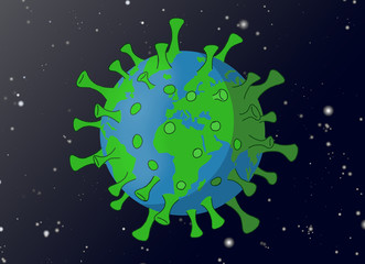Global Corona Covid-19 pandemic on Earth (space background)