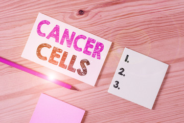 Text sign showing Cancer Cells. Business photo text forming solid tumors or flooding the blood with...